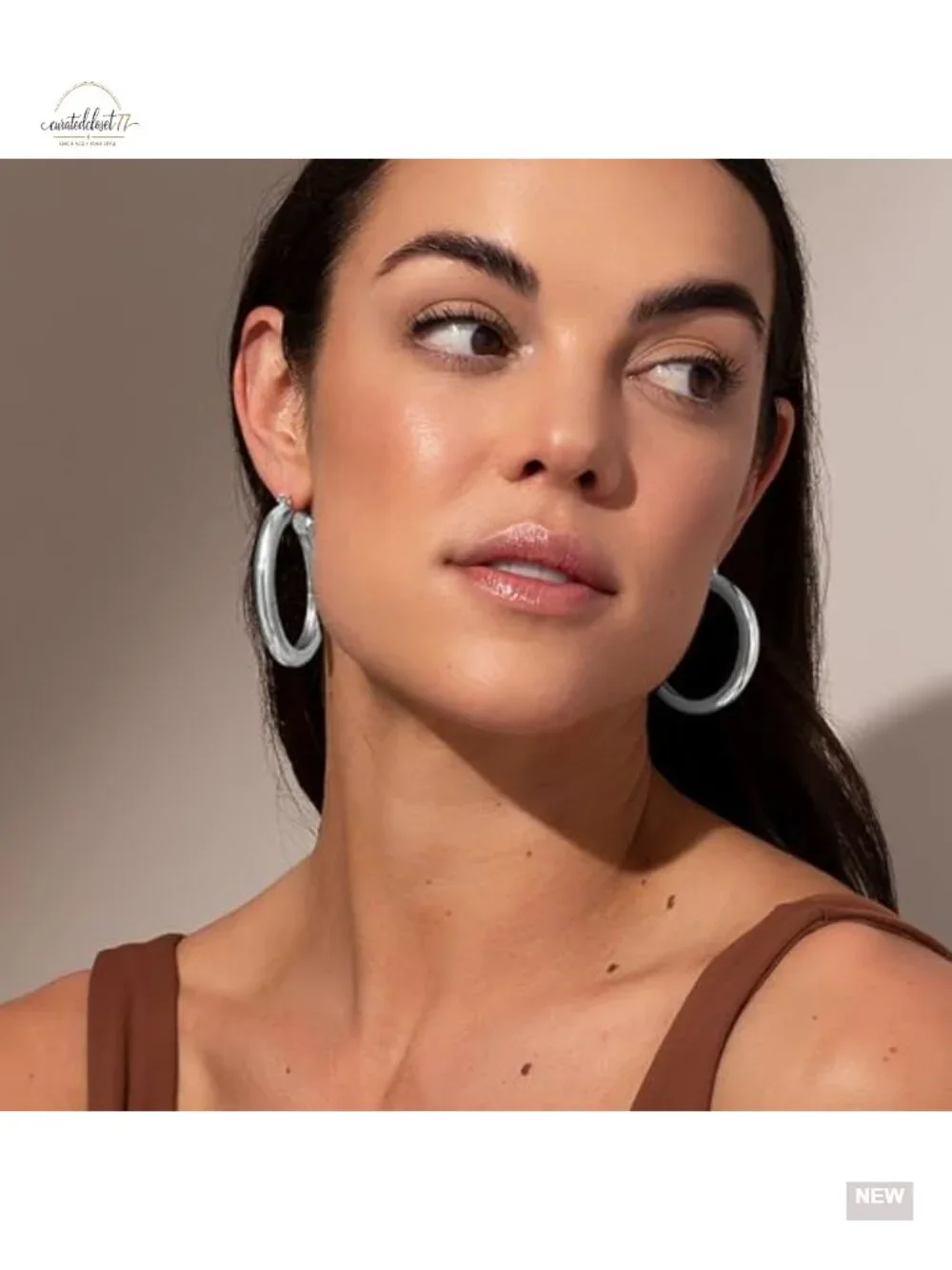 Thick Gold Chunky Hoop Earrings Sterling Silver Post Hypoallergenic Lightweight